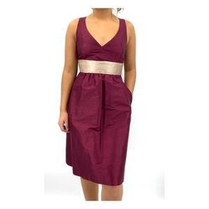 LulaKate silk v neck dress crossed straps gold